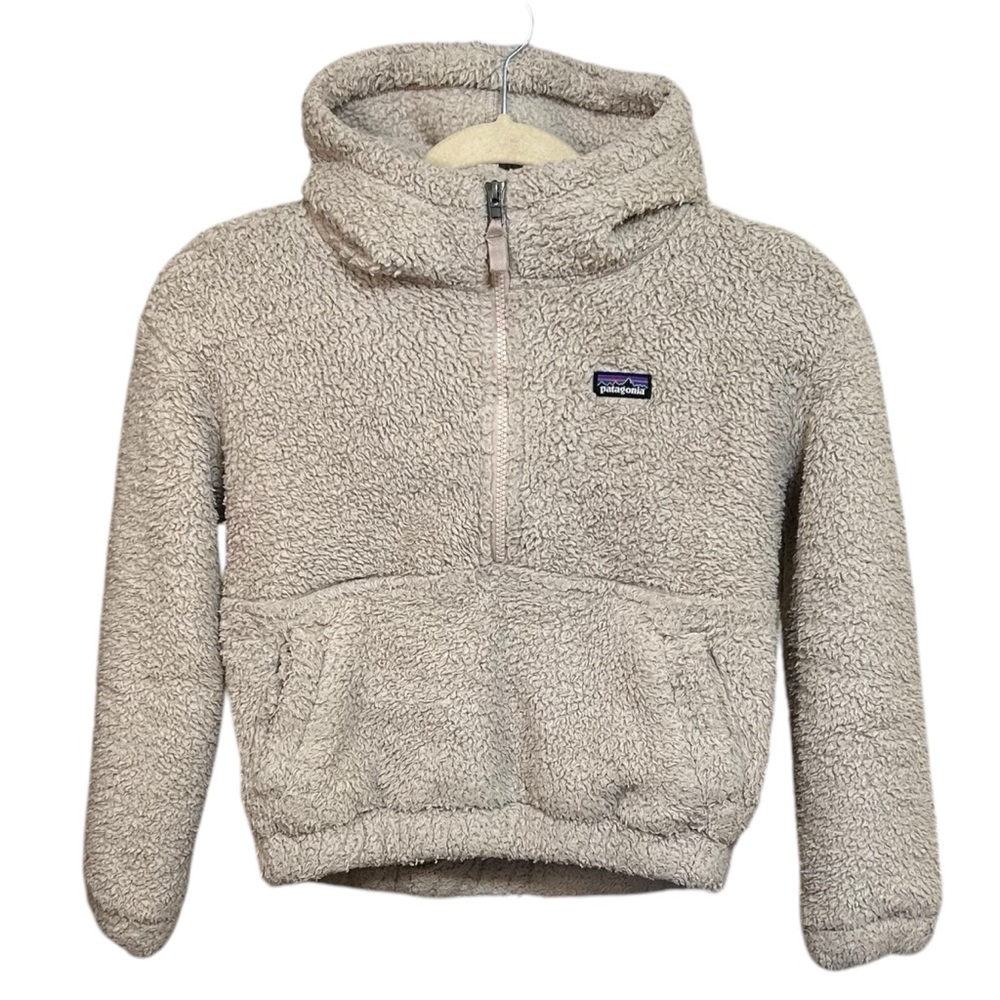 Patagonia Girls Los Gatos Fleece Hoody Sweatshirt, Shroom Taupe, Size Medium